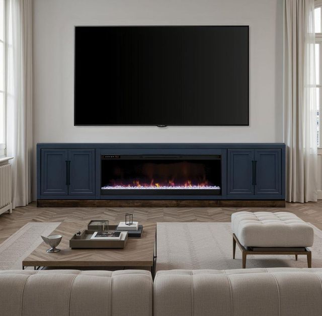 Legends Home Nora Blue Denim/Whiskey 94" Fireplace TV Console-1