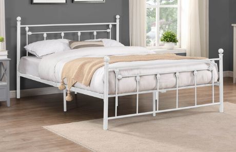 Milton Greens Stars White Full Victorian Style Metal Platform Bed-1