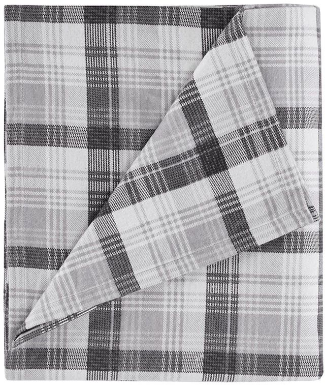 Olliix by Woolrich Grey Plaid Queen Flannel Cotton Sheet Set-2