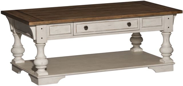 Liberty Furniture Morgan Creek 3-Piece Antique White/Wirebrushed Tobacco Rectangular Occasional Table Set-1