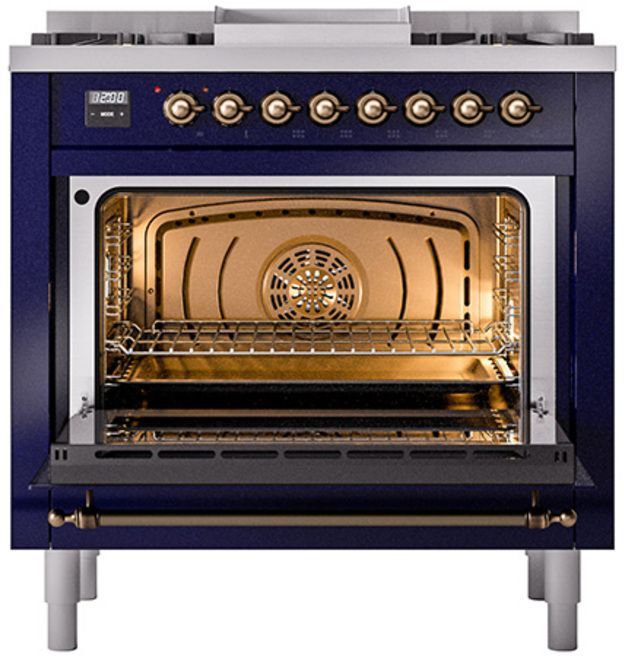 Ilve® Nostalgie II Series 36" Midnight Blue Pro Style Dual Fuel Range-1