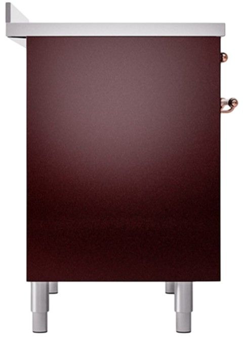 Ilve® Nostalgie II Noblesse 40'' Burgundy Pro Style Induction Range with Copper Trim-1