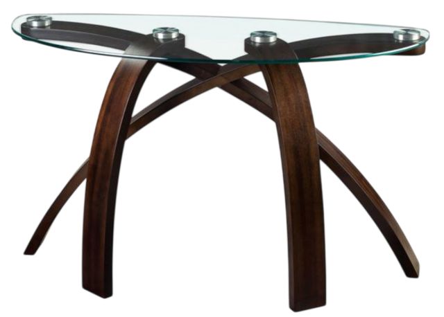 Magnussen Home® Allure Glass Top Pie Shaped Sofa Table with Hazelnut Base-0