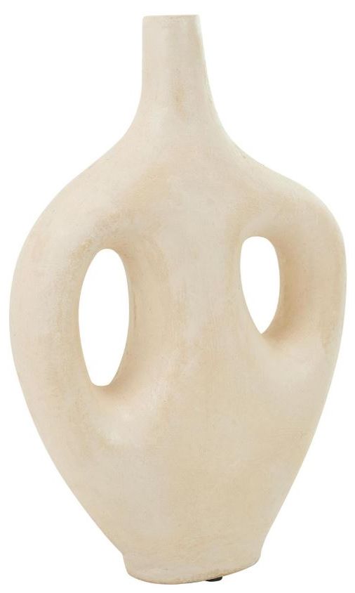 Deco Marche Beige Abstract Double Handle Decorative Vase-0