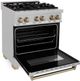 ZLINE Autograph Edition Legacy 30" Satin Stainless Steel Pro-Style Dual Fuel Range with Electric Convection Oven in Satin Stainless Steel and Champagne Bronze Accents-1