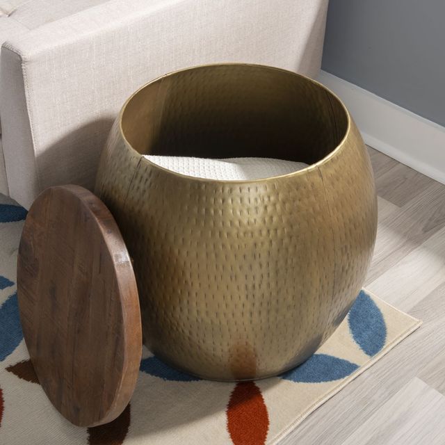 Powell® Dreyfus Gold Drum Side Table-3
