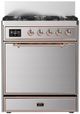 Ilve® Majestic III 30" Stainless Steel Pro Style Dual Fuel Natural Gas Range with Solid Door and Copper Trim-0