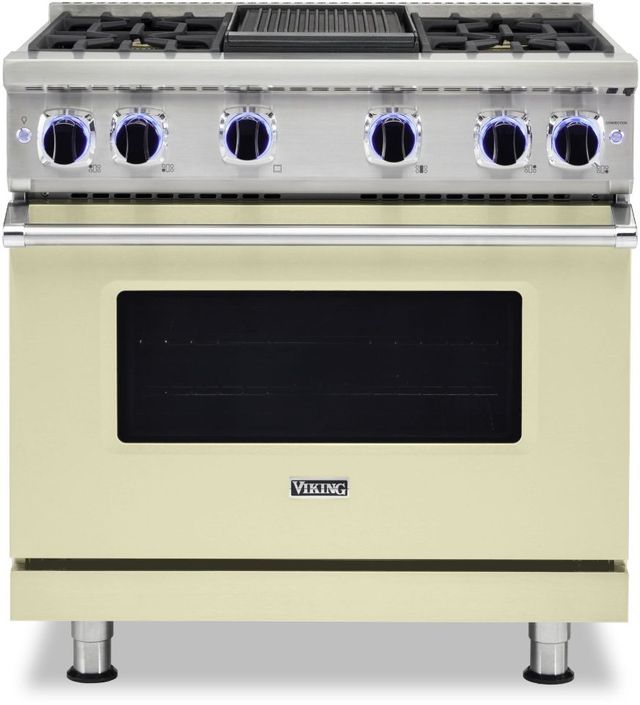 Viking® 7 Series 36" Vanilla Cream Pro Style Natural Gas Range with 12" Reversible Griddle-0