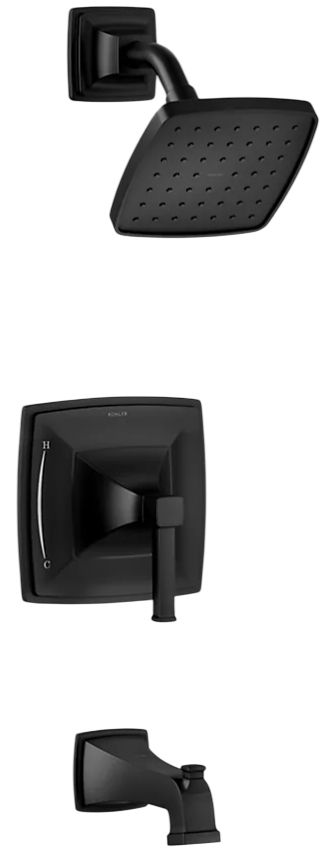 KOHLER® Riff® Rite-Temp® Matte Black 2.5 GPM Bath and Shower Trim Kit-0