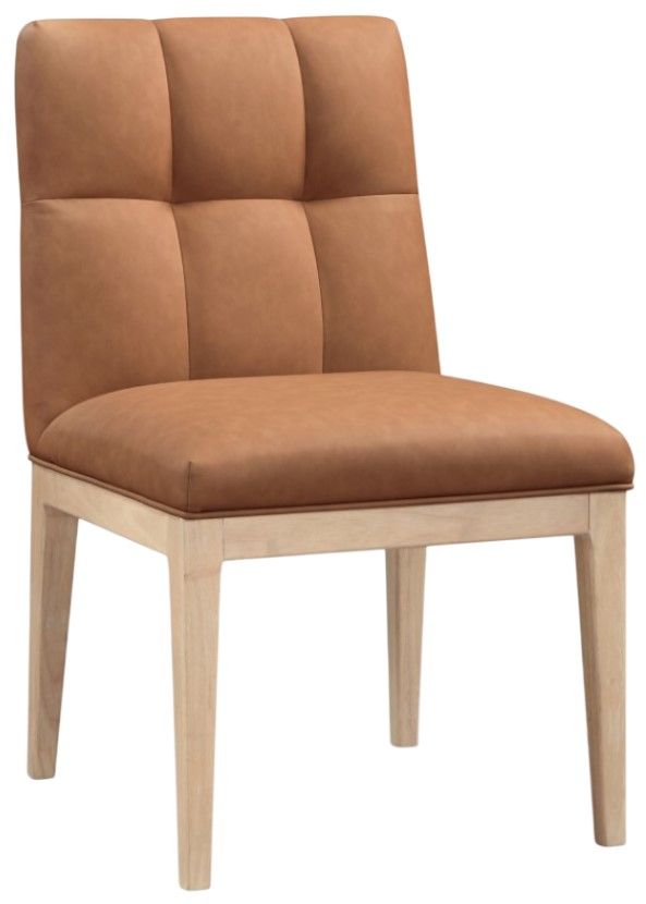 Meridian Furniture Adrian Cognac/Natural Leather Upholstered Dining Side Chair-0
