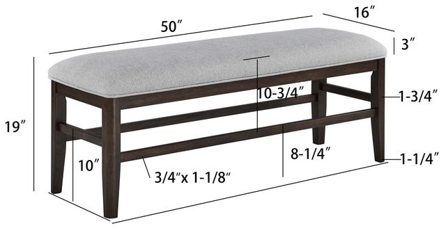 Crown Mark Higgins Dark Oak/Gray Dining Bench-2