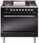 Ilve® Nostalgie II Series 36" Glossy Black Pro Style Dual Fuel Range-0