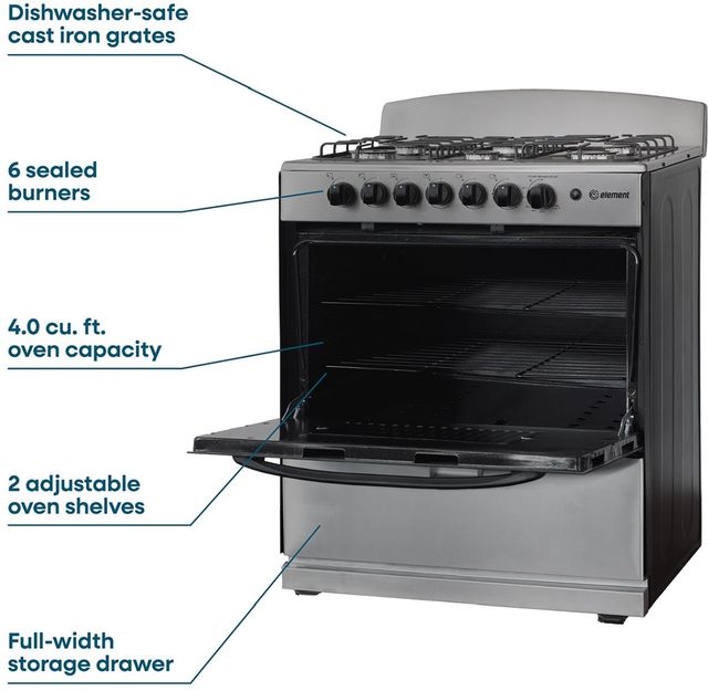 Element® 30" Stainless Steel Freestanding Gas Range-3