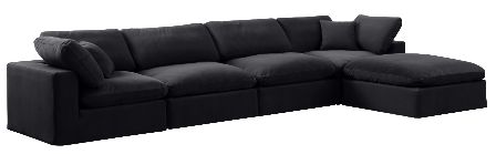 Meridian Furniture Comfy 6-Piece Black Velvet Sofa Sectional-0