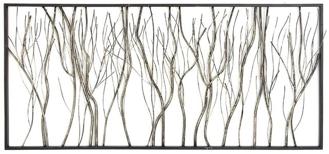 Deco Marche Silver Tree Distressed Wall Decor with Black Frame-0