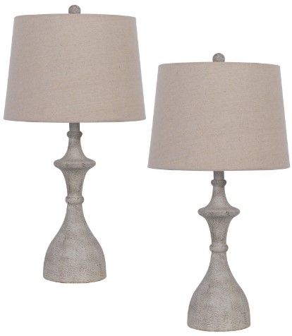 Cal® Lighting & Accessories Acoma 2-Piece White Washed Table Lamp Set-0