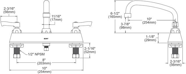 Elkay Chrome 8" Centerset Exposed Deck Faucet with 10" Arc Tube Spout and 2" Lever Handles-1