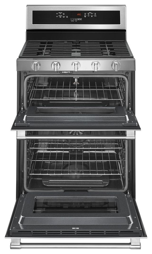 Maytag® 30" Fingerprint Resistant Stainless Steel Freestanding Double Oven Gas Range-1