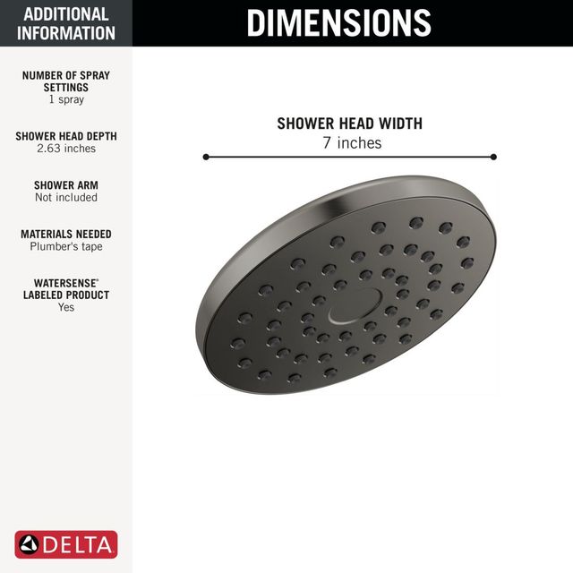 Delta Universal Showering PivotPro™ Lumicoat® Black Stainless Raincan Shower Head-1