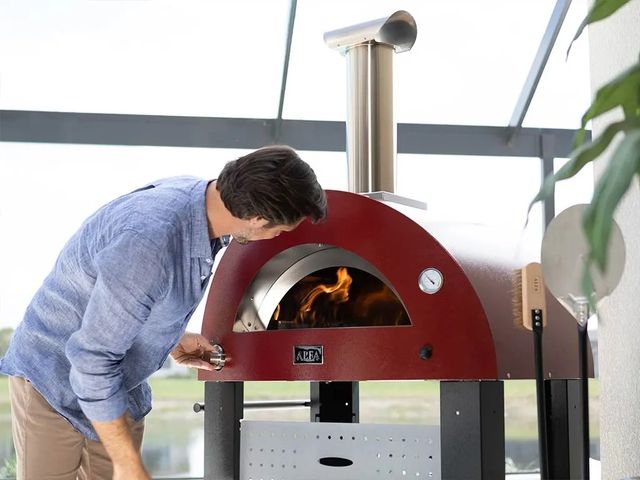 Alfa Moderno 2 Pizze 38" Ruby Red Natural Gas Pizza Oven-1
