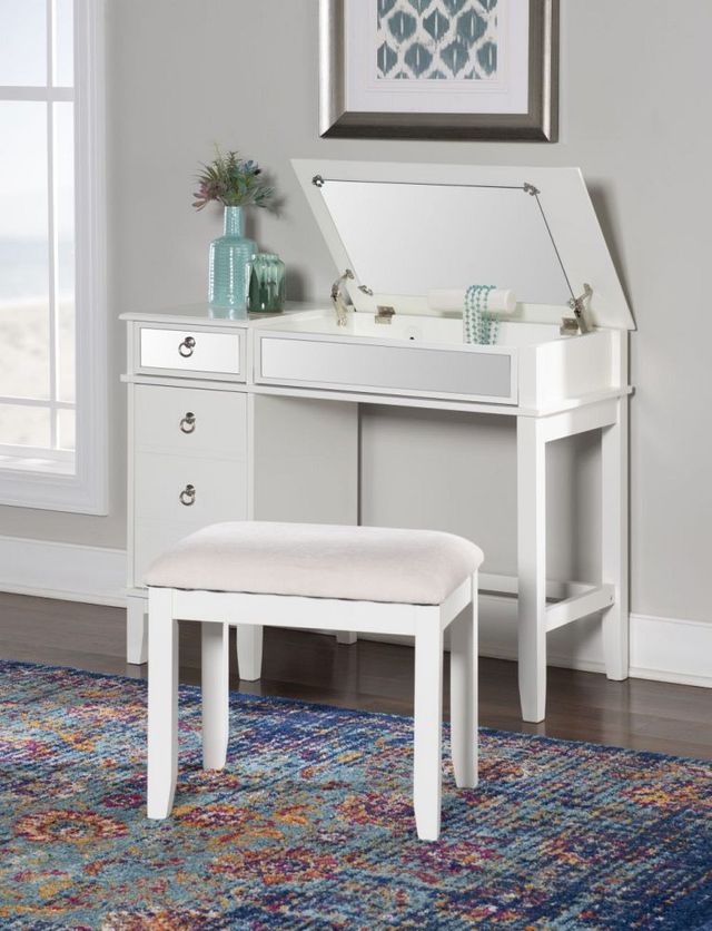 Linon Eva 2-Piece White Gloss Vanity Set-1