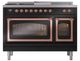 Ilve® Nostalgie II Noblesse 48'' Glossy Black Pro Style Dual Fuel Range with Copper Trim-2