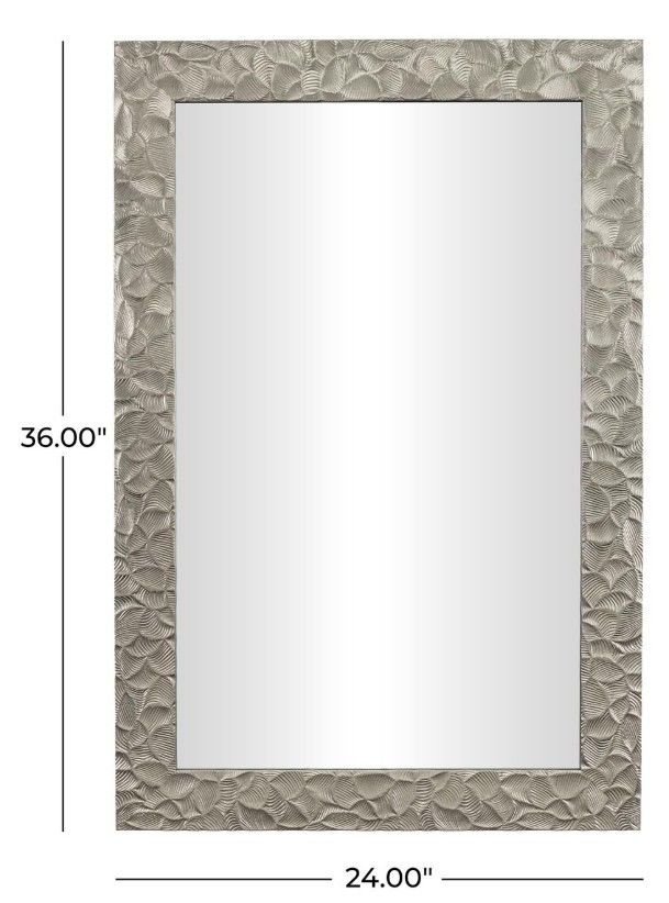 Deco Marche Silver Plastic Rectangular Wall Mirror with Metallic Leaf Wrap -3