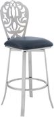 Armen Living Cherie Brushed Stainless Steel/Gray Bar Stool-0