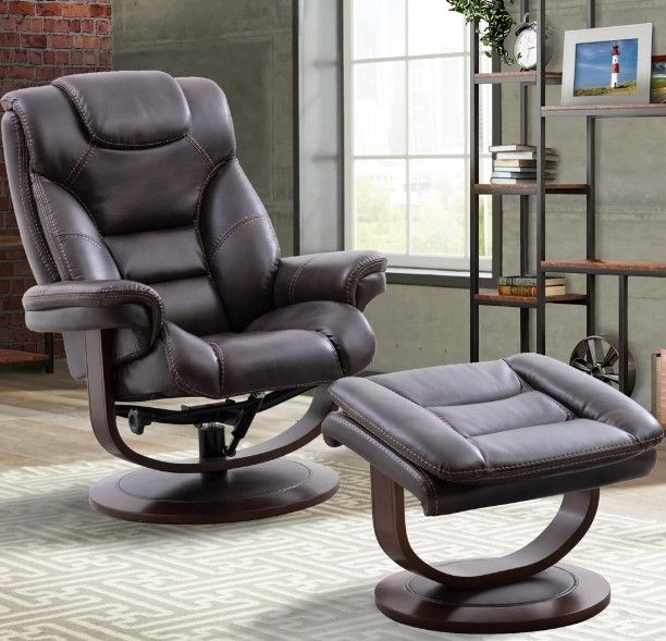 Parker House® Monarch Truffle Reclining Chair And Ottoman Set-2