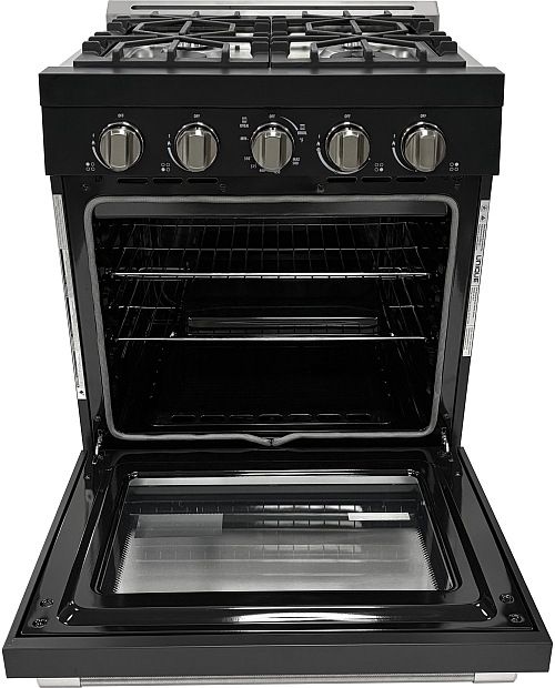 Unique® Appliances Classic Retro 30" Matte Black Slide-In Propane Gas Range-1