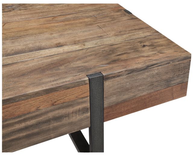 Magnussen Home® Prescott Rustic Honey Condo Cocktail Table with Metal Base -3