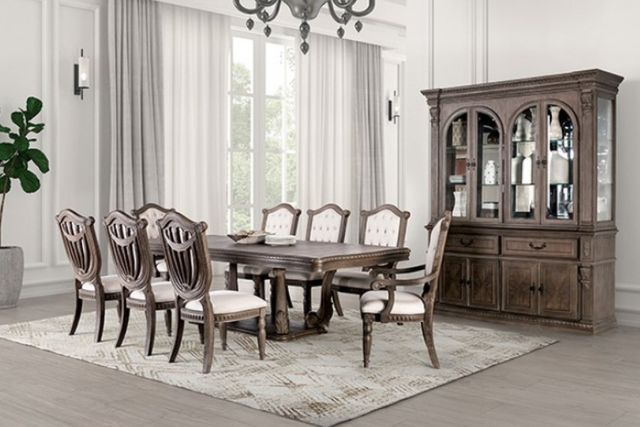 Furniture of America® Seven Oaks 2-Piece Beige/Weathered Oak Arm Chair Set-1