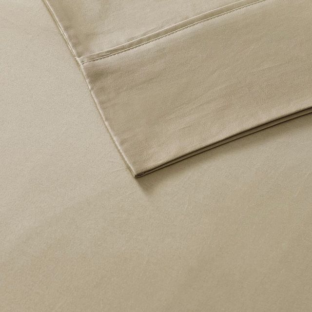 Olliix by Madison Park 7 Piece Khaki Split King 800 Thread Count Cotton Rich Sateen Sheet Set-1