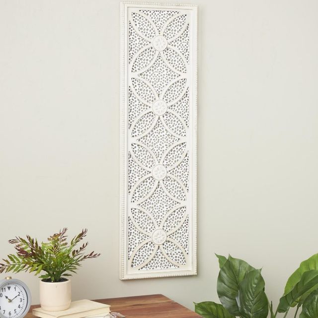 Deco Marche White Floral Panel Wall Decor-4