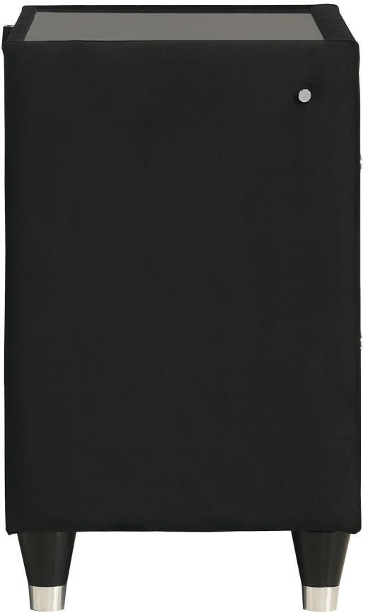 Coaster® Ravenne Black Upholstered LED Nightstand with USB-4