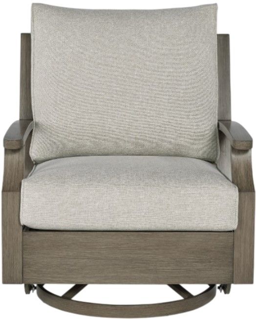 Signature Design by Ashley® Rainier Ranch Beige/Brown Aluminum Outdoor Swivel Chair-1