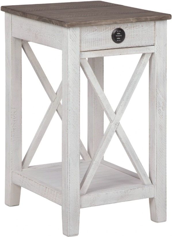 Signature Design by Ashley® Adalane Brown Top Accent Table with White Base-2