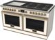 Fulgor Milano® Evoque 400 Series 60" Glossy White Pro Style Dual Fuel Hybrid Range with Brushed Brass Trim -2