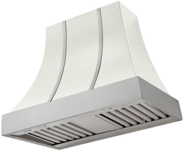 AGA Cascade 36" White Wall Mounted Range Hood  with Brushed Nickel Trim-0