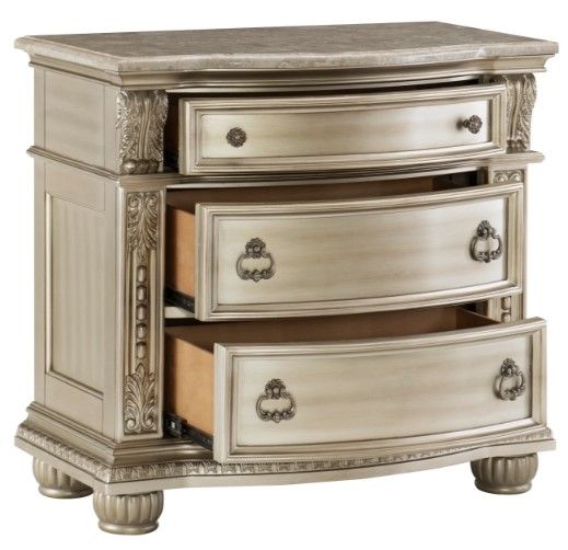 Homelegance® Cavalier Silver Nightstand-3