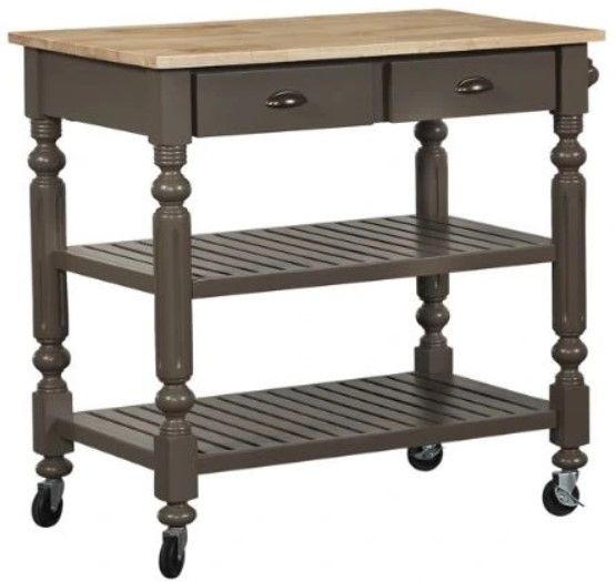 Bernards Payson Taupe Kitchen Cart-0