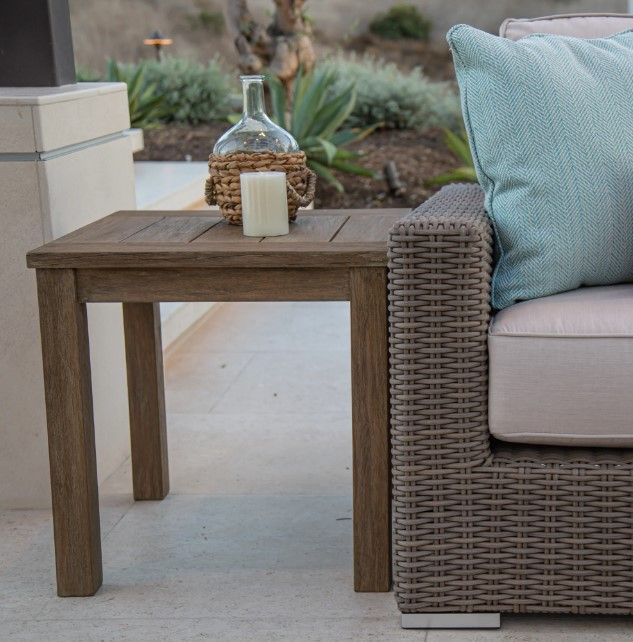Sunset West Coastal Warm Gray Wooden Square Outdoor End Table-2