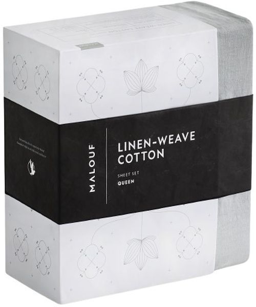 Malouf® Linen-Weave Cotton Sand Split Queen Sheets Set-1