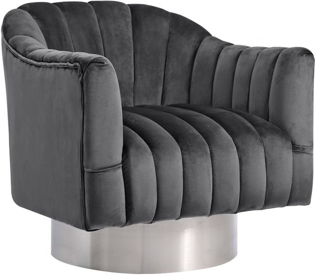 Meridian Furniture Farrah Grey/Chrome Velvet Swivel Chair-0