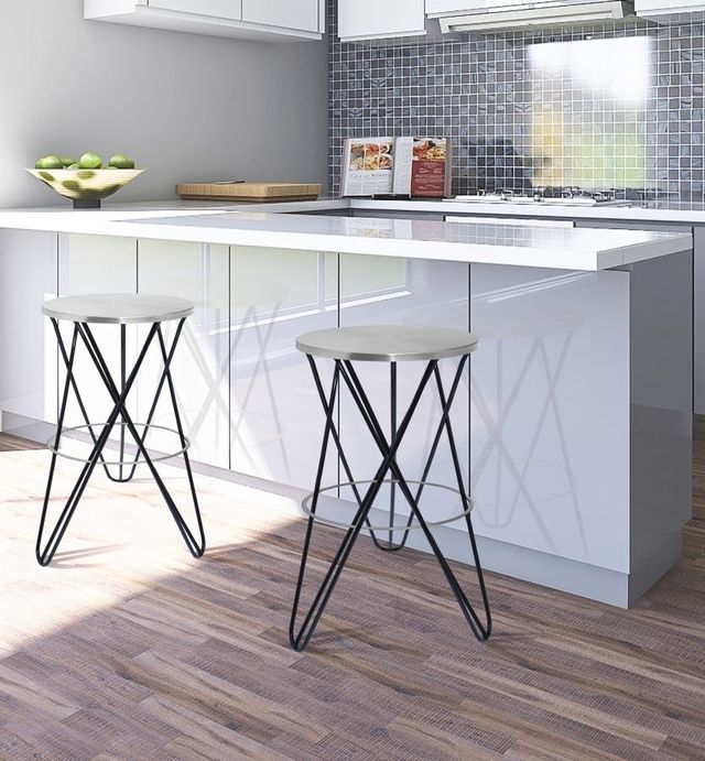 Meridian Furniture Mercury Black/Silver Counter Stool-4