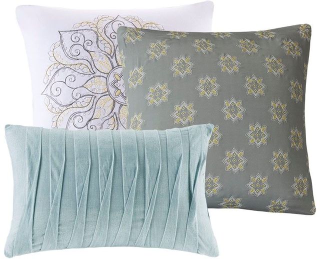 Olliix by Madison Park 7 Piece Seafoam Queen Lucinda Reversible Cotton Sateen Comforter Set-3