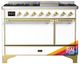 Ilve® Majestic III 48" Custom Pro Style Dual Fuel Natural Gas Range with Solid Door and Brass Trim-0