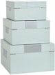 StyleCraft Norman Wyatt Home 3-Piece Brushed Silver/Spa Blue Leather Accessory Boxes-2
