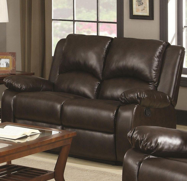 Coaster® Boston Dual-grain Brown Double Reclining Loveseat-1