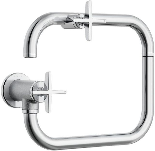 KOHLER® Billet® Polished Chrome Wall-Mount Pot Filler with Cross Handle-0